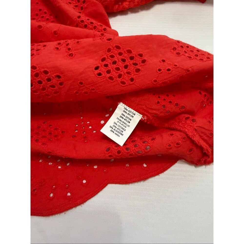 NWT Anthropologie Conditions Apply Red Rouge Eyelet Embroidered Top Size XXS New - Picture 7 of 9